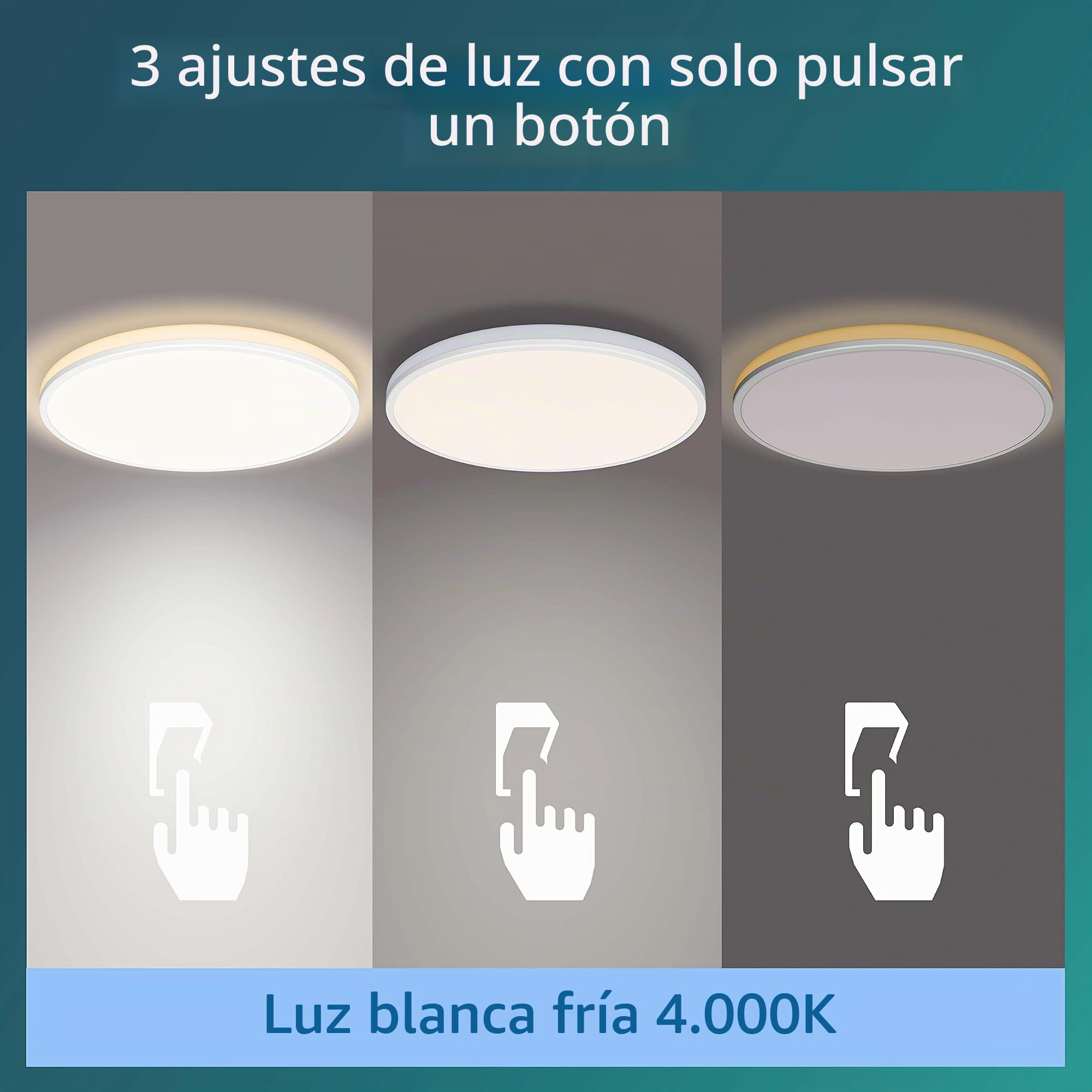 PHILIPS - Plafón Lámpara LED de techo Ozziet Blanco 22W 4000K Luz Blanca Fría regulable con 3 ajustes de ambiente