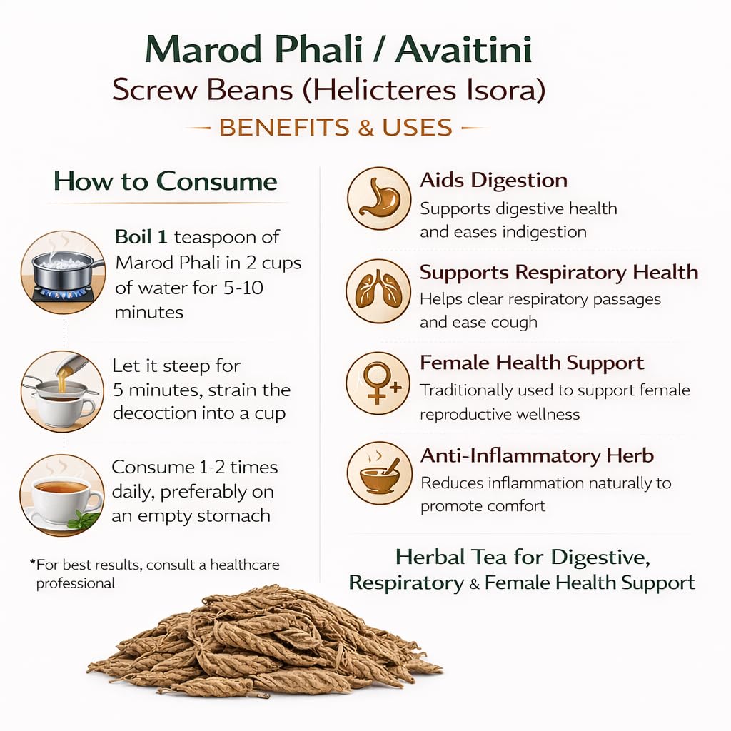 Kunjika Jadibooti Marod Phali - Marori - Helicteres Isora - Avaitini Screw Beans - 100 gm 2