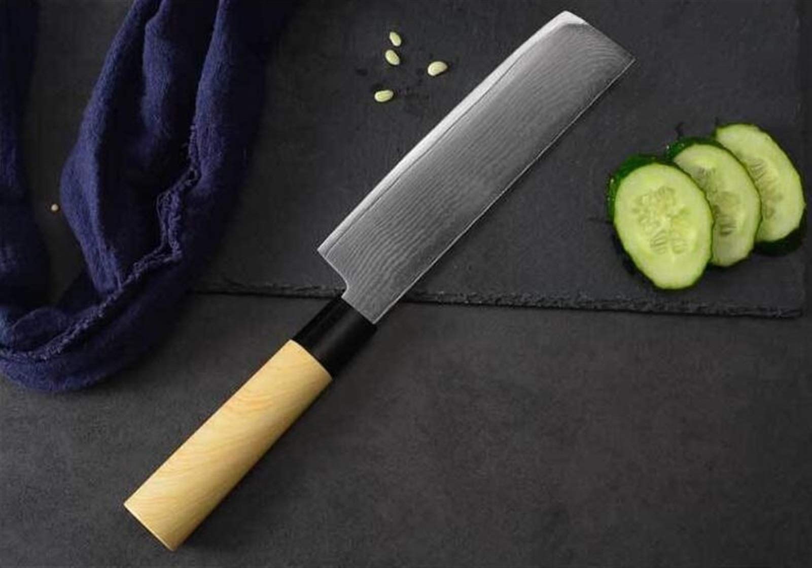 Damasco acero chef cuchillo estilo sushi salmón relleno santoku cuchillos de utilidad profesional cocina cocinar herramientas chef cuchillo (Color : 6Inch Santoku Knife)