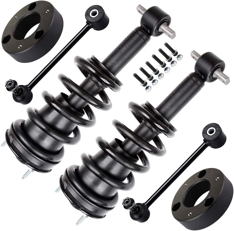 SCITOO 6-PC SET Suspension Kit For Chevy Avalanche Suburban 1500 Tahoe For GMC Yukon Rear Sway Bar Links, 139105 F Complete Strut Coil Spring Assembly Struts Shocks, 2.5 Inch Front Leveling Lift Kit