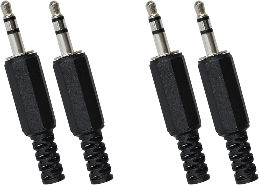 4피스 3극 3.5mm 교체 수리 플러그 잭, 3.5mm 수 플러그 오디오 케이블 커넥터, 블랙 — 사진 1