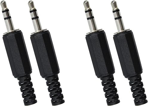 4PCS 3 Pole 3.5mm Replacement Repair Plug Jack, 3.5mm Male Plug Audio Cable Connector, Black
