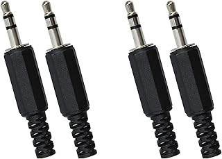 4PCS 3 Pole 3.5mm Replacement Repair Plug Jack, 3.5mm Male Plug Audio Cable Connector, 1/8" Stereo Headphone Jack Male Plug Repair Replacement Solder Adapter, Black