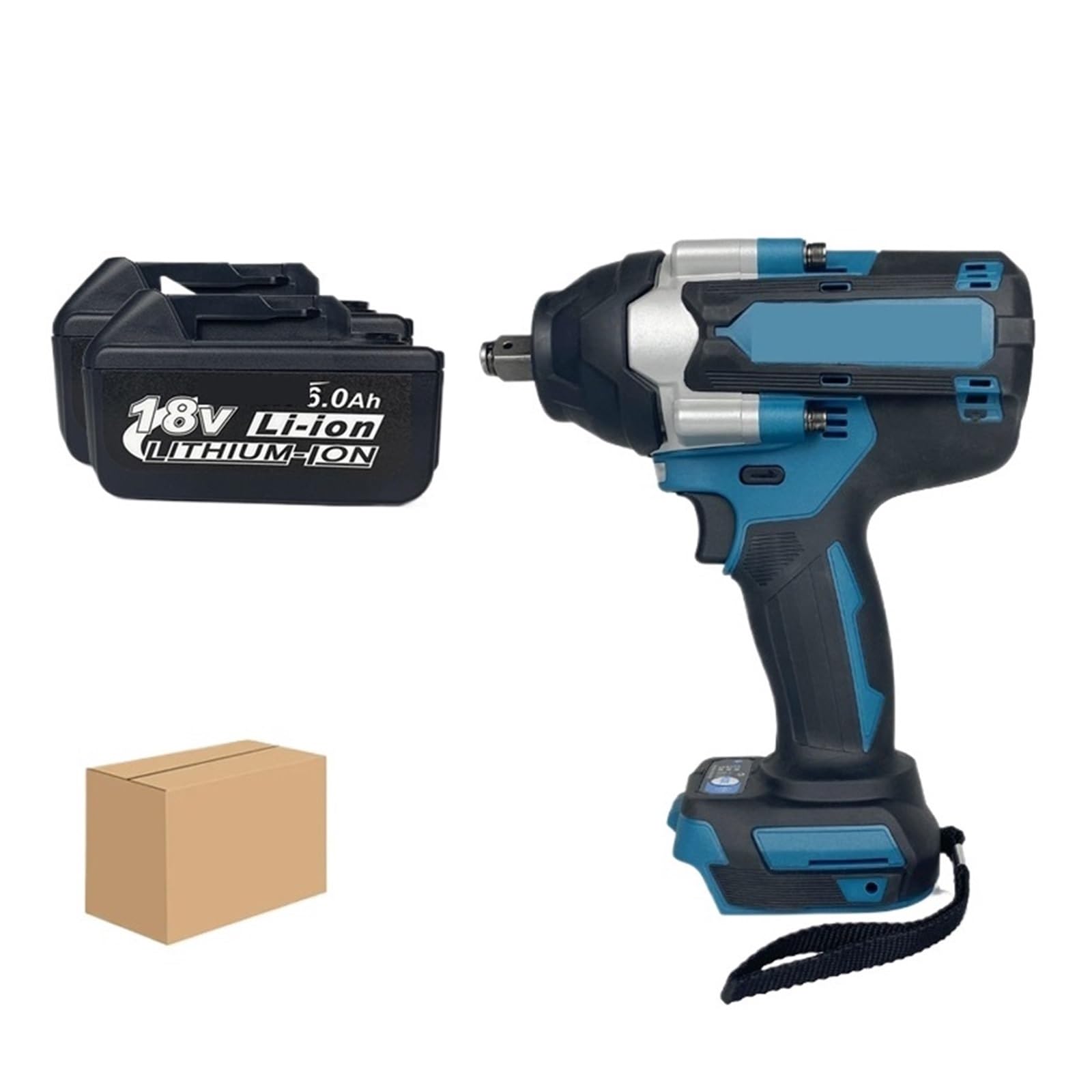 Llave de Impacto 1800 Llave De Impacto Eléctrica Sin Cepillo del Alto Esfuerzo De Torsión 6000mAh del Nanómetro El 1/2 Pulgada For La Batería 18V(2x6.0Ah Bat Carton)