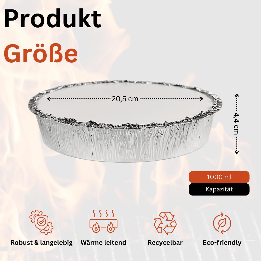 Enpack Aluschale C807-1000L - 100 Stück Aluschalen 1000ml, 20cm - Wärmebehälter für Speisen - Fettauffangschale als Lebensmittelaufbewahrung, Auflaufform, Food Container - feuerfeste Alu Tropfschale