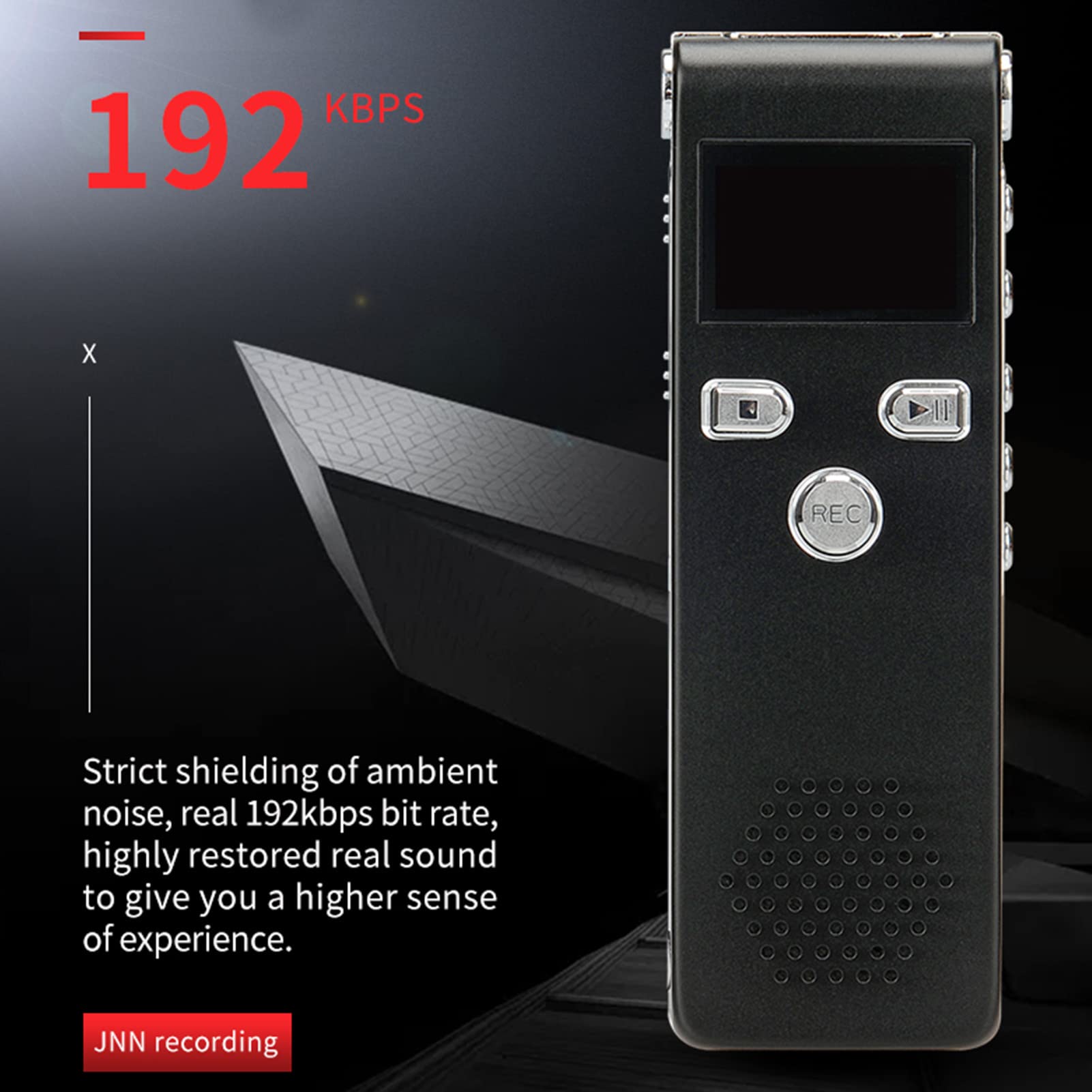 Enregistreur HD Longue Portée, Enregistreur Vocal Numérique Professionnel, Réduction du Bruit HD intégré, Appareil D'enregistrement Portable à Double Microphone, Lecteur MP3 pour (32G)