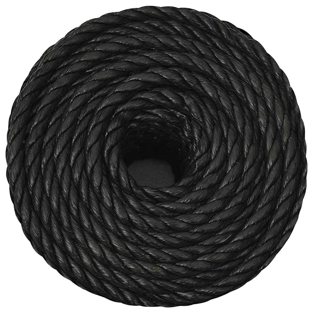 vidaXL Cuerda de Trabajo Seguridad Incendio Escalada Aire Libre Exterior Camping Torcida Bricolaje Artesanía Polipropileno Negro 10 mm 50 m