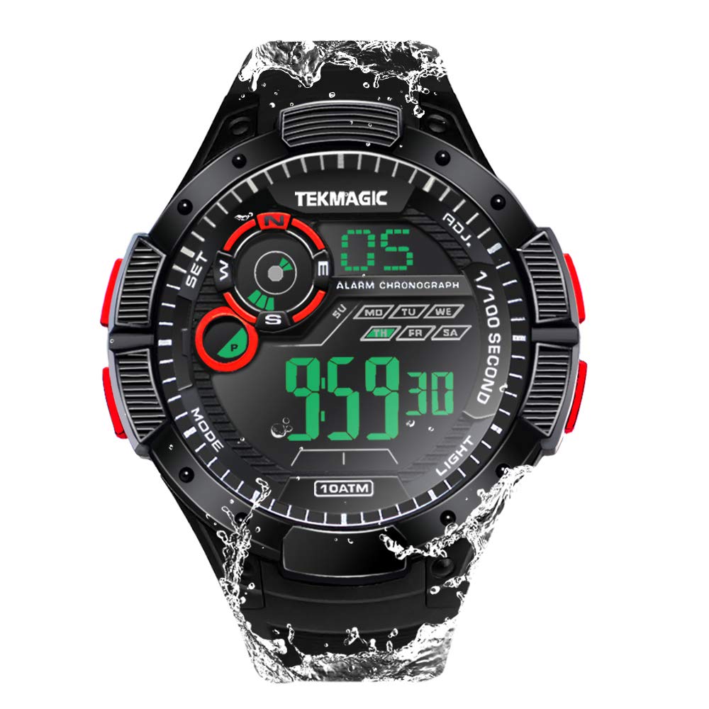 Montre TEKMAGIC Homme étanche 100m – Sport Numérique, Chronomètre, Réveil, Rétroéclairage