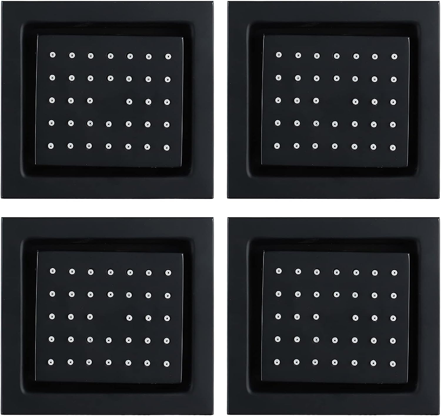 Regulowana czarna głowica prysznicowa z dyszami – naścienna mosiężna głowica prysznicowa do ciała, 120 x 130 mm, 4 sztuki – ulepszona łazienka przypominająca spa dla doskonałego relaksu