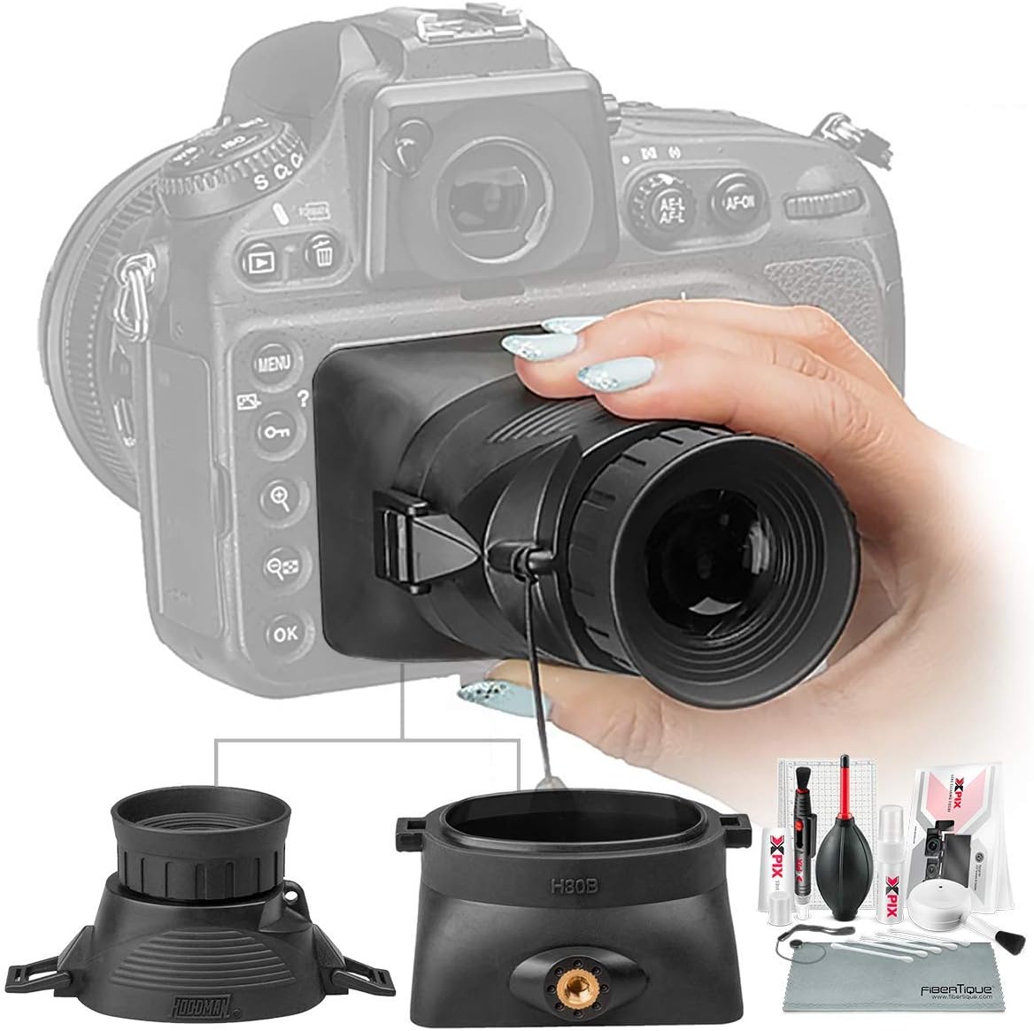 Hoodman HoodLoupe Outdoor LCD Viewfinder for 3.0" Screens with Xpix Cleaning Kit