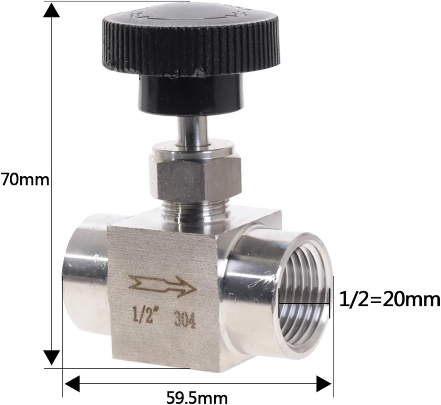 Stainless Steel S304 Needle Valve Tube OD 1/8 1/4 1/2 Inch Internal Thread 1Pcs(1/8")