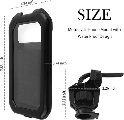 Miniatura 2 de Soporte de teléfono para motocicleta con diseño a prueba de agua, soporte para teléfono de bicicleta con sensibilidad táctil y rótula ajustable de