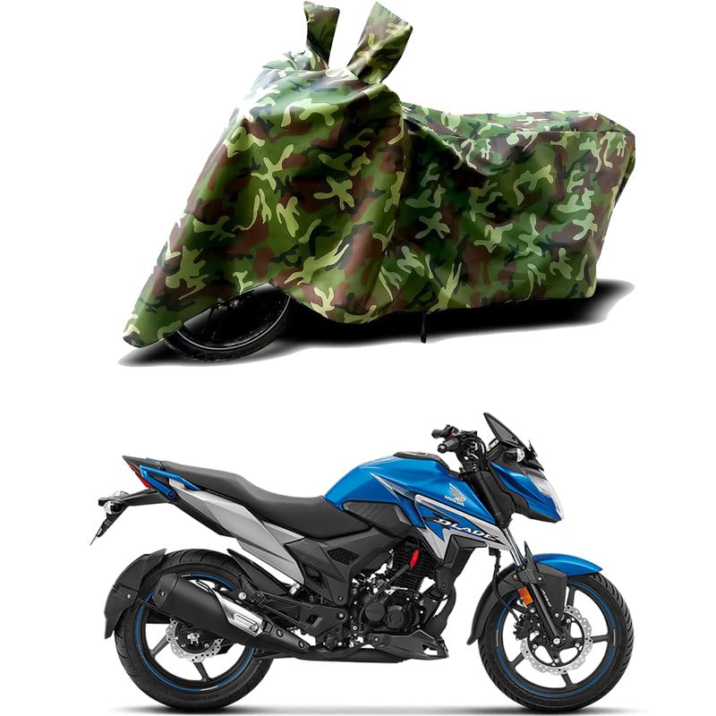 Image of 100% Water Resistant Full Bike Scooty Two Wheeler Body Cover Compatible For Honda X-Blade BS6 /UV-Rays /Heat Protection /Birds Dropping /Scratchproof /Dust proof /Waterproof /All Varient[Green MJ]