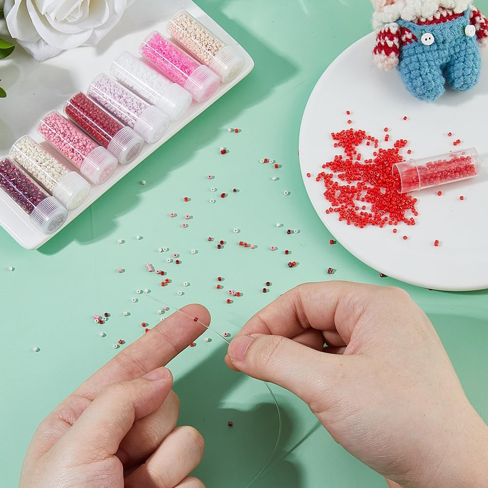 DICOSMETIC 50G 10 Colors Cylinder Glass Seed Beads 2mm Mini Red Bead Set Round Mini Glass Bead Loose Spacer Craft Beads for Bracelet Necklace Earring Jewelry Making - Image 3