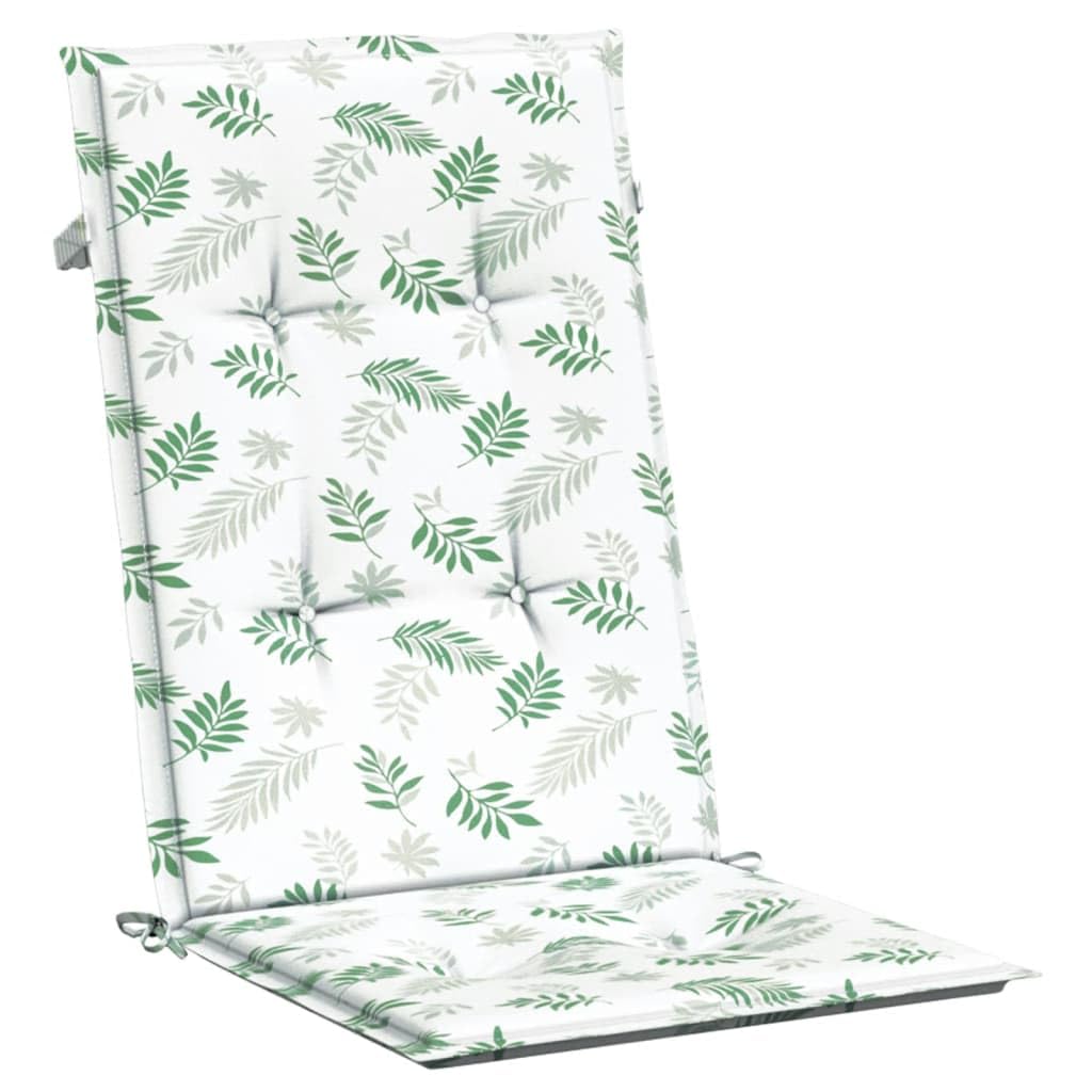 Set di 6 cuscini per sedia da giardino con schienale alto, 120 x 50 x 3 cm, con motivo a foglie, morbidi cuscini in tessuto di poliestere per sedie da giardino con schienale alto, comodi