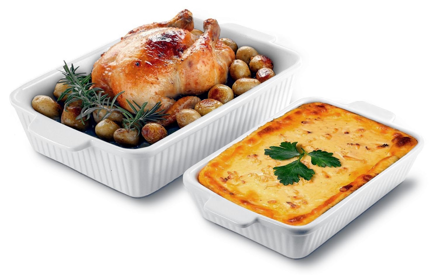 Amazon.com: Ceramic Baking Dish Set (2-Piece) - 4.4QT & 1.8QT