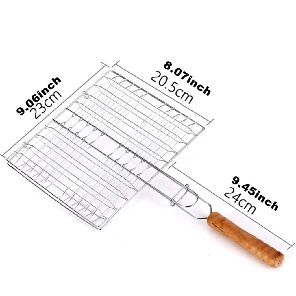 Goldbaking Cestello per Barbecue Portatile Griglia per Barbecue Antiaderente in Acciaio Inossidabile Cestello per Barbecue Strumenti Griglia per Hamburger di Pesce (Size : 23cm)