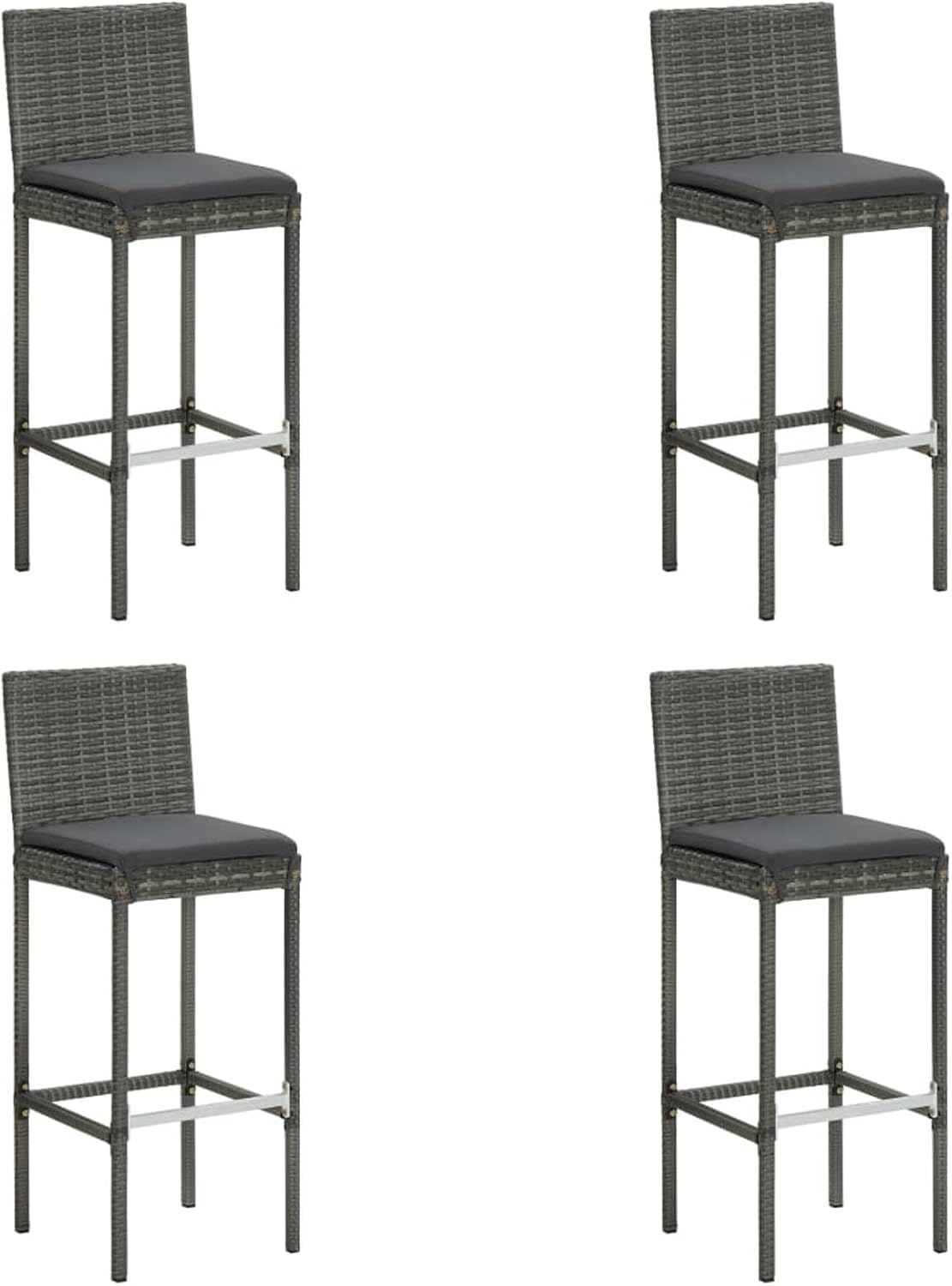 REWIS 5 Piece Patio Bar Set with Cushions Outdoor Bar Set Outside Bars for Patio Bistro Table Set Outdoor Poly Rattan Gray 3064831