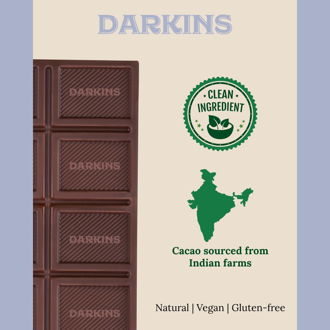 Darkins Dark Chocolate | 56% Artisanal Dark Chocolate Sanikatta Salt | Vegan | Gluten-Free | Hand Crafted Chocolate | Unrefined Cane Sugar | Natural Chocolate | 50 GM Each Pack of 2 3