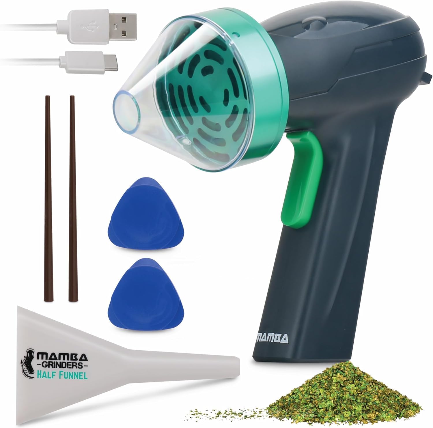 Mamba Monster Molinillo 3,5g para Especias Recargable USB, Verde | 3,5g capacidad, tubo cargador integrado, molienda unimanual, ideal para hierbas y especias de cocina