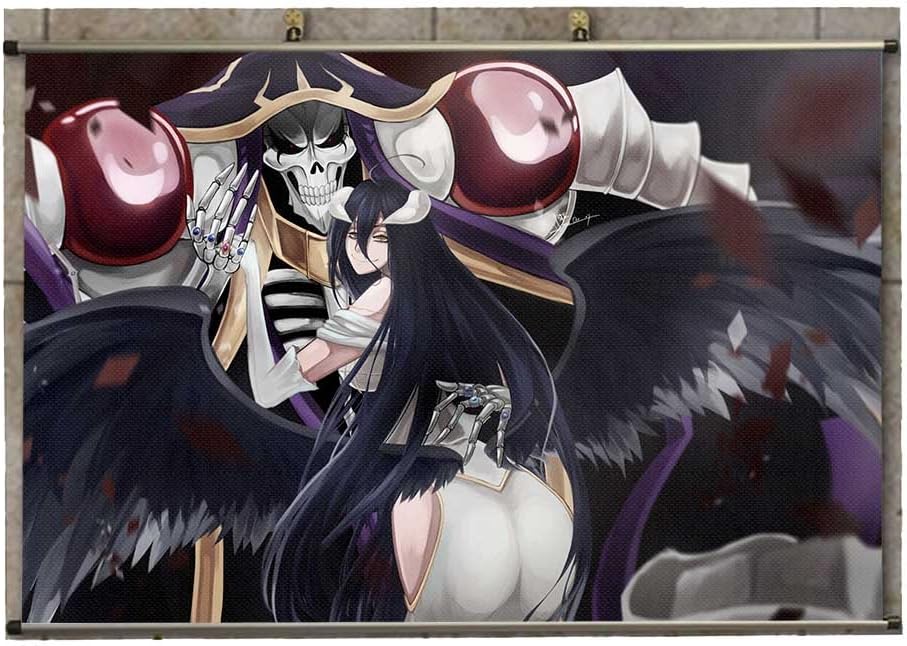 Canvas Wall Scroll Poster - Anime Overlord Overlord Anime Albedo Overlord Ainz Ooal Gown -RoyeanDK653689