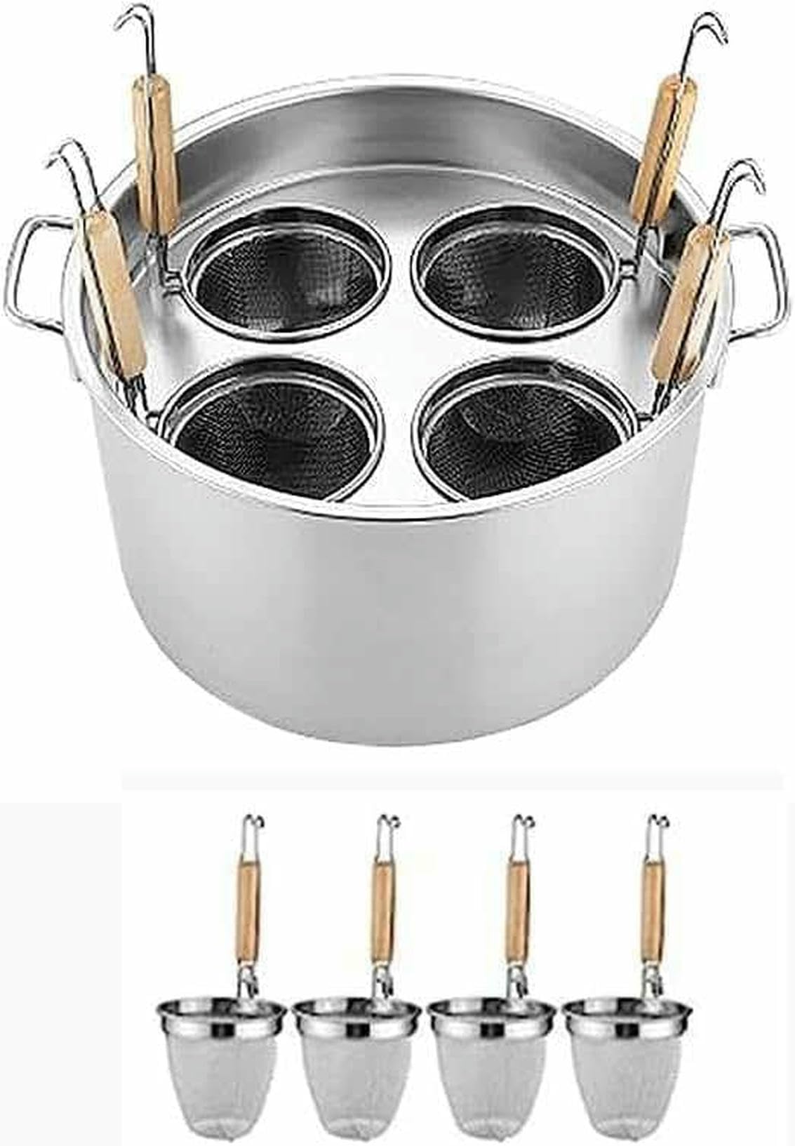 Olla de fideos de acero inoxidable con divisor y colador para cocinar pasta y caldo