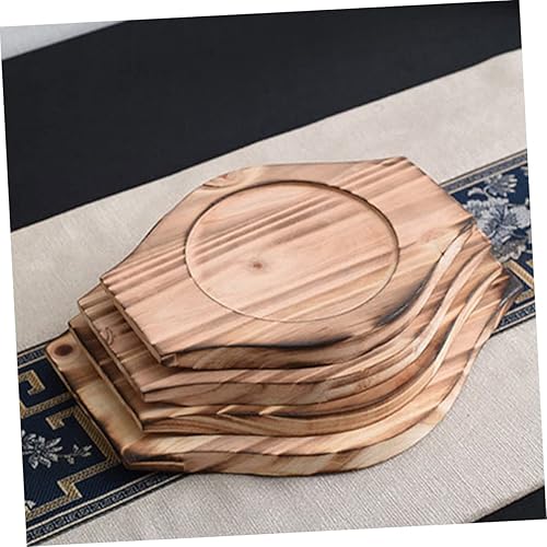 Miniatura 5 de UPKOCH Bandeja de madera redonda para cuenco de piedra, bandeja de madera, bandeja redonda de madera Bibimbap Bowl Trivet plato de comida de madera