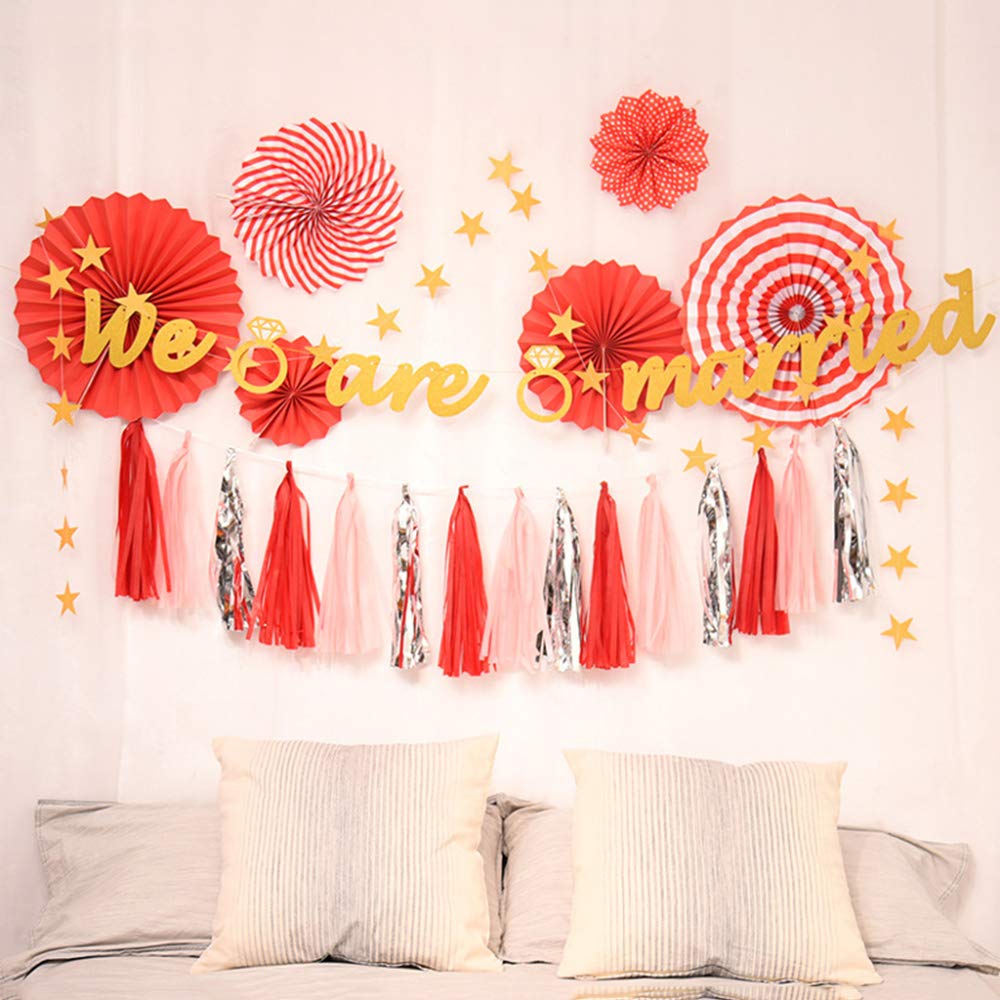 Kit de globos for fiesta de bodas de cumpleaños, decoraciones, 6 piezas de abanicos de papel colgantes, decoraciones de abanicos de papel tisú, decoraciones de arcoíris, papel colgante, decoraciones d