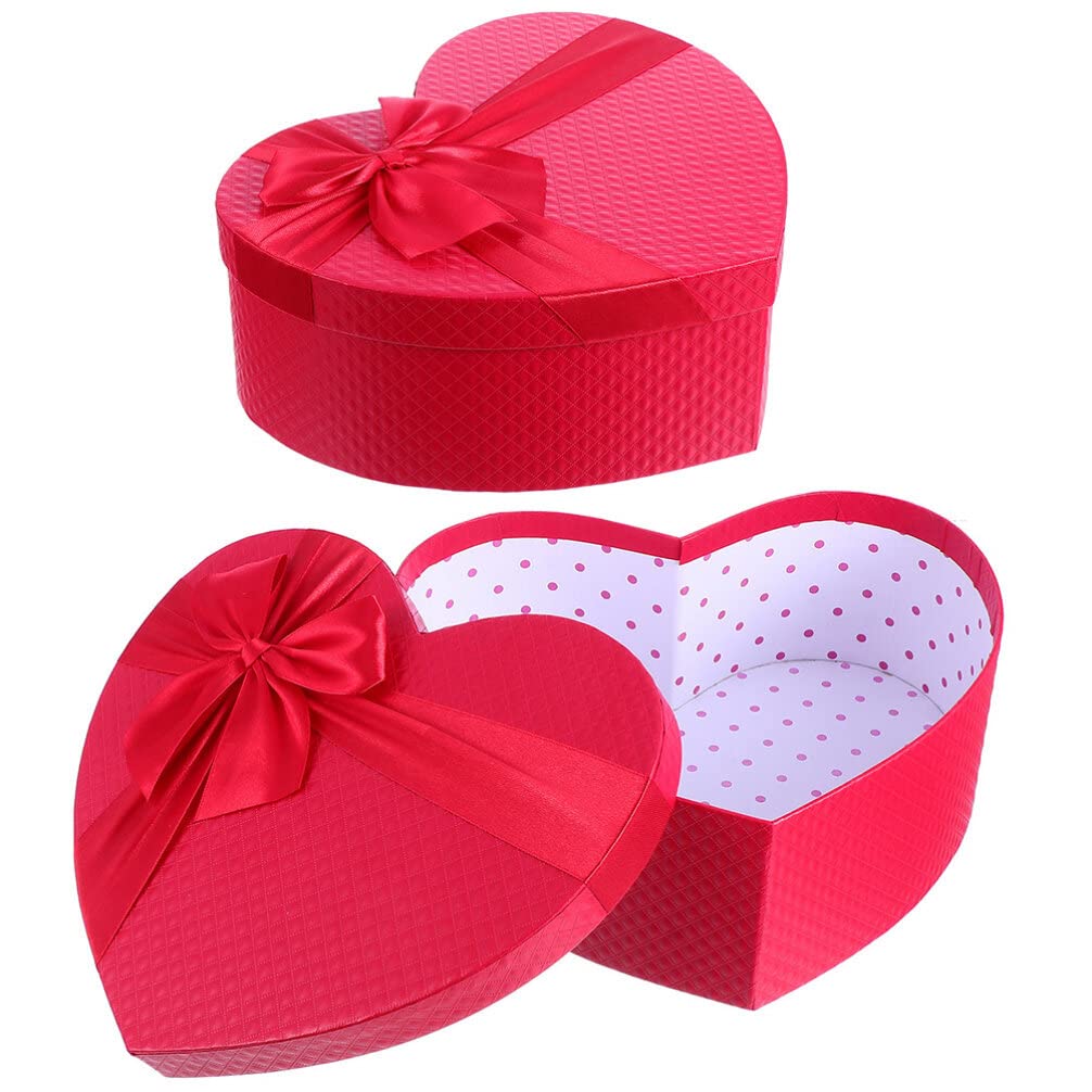 MAGICLULU Geschenkboxen für Valentinstag 2 Stück Rote Herzförmige aus Papier und Hochzeit mit Freiem Dekorationsinneren und Elegantem Design als Aufbewahrung und Verpackung
