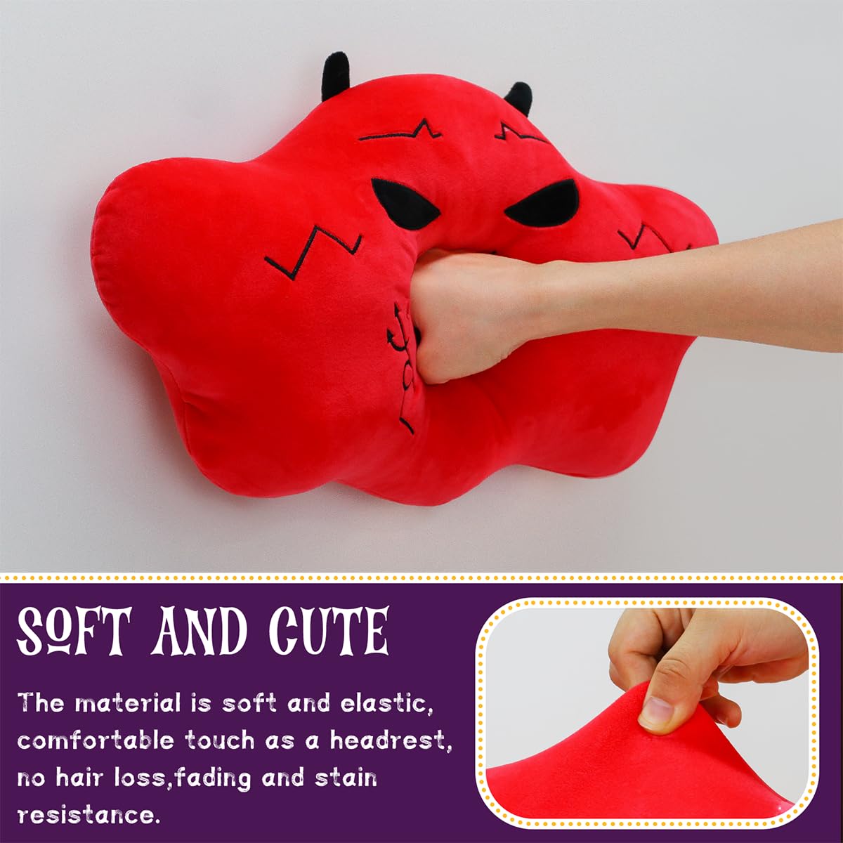 Gisqis Cuscino Nuvole Demoniache Rosse Cuscini Pelosi Nuvole Peluche Kawaii Morbidosi Decorativi Per Bambina Natale Compleanno Divano Carino San Valentino Regalo 44cm