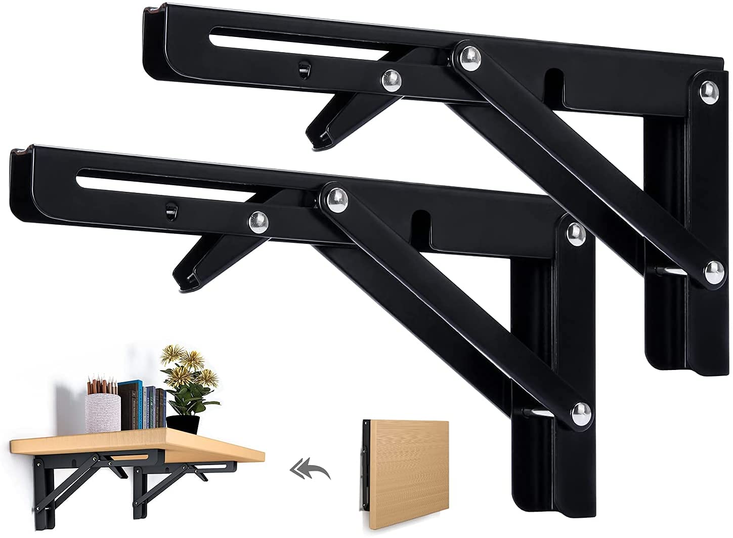 Buy Ozzagar Folding Shelf Brackets 8 Inch, 2pcs Heavy Duty Shelves
