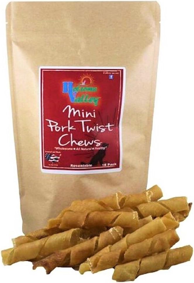 Holsome Valley Mini Pork Twist Dog Chews All Natural Premium Rawhide Alternative No Preservatives No Additives Sourced and Made in The…
