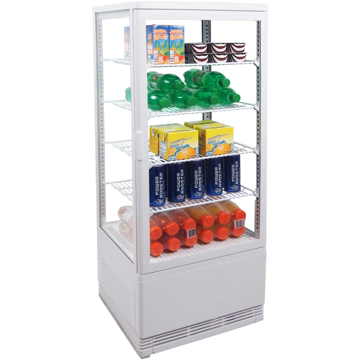 ZORRO - Kühlvitrine weiß Kuchenvitrine Gastro - 100 Liter - R600A - 4-Seitig Doppelverglast