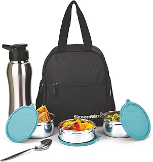 SignoraWare Fusion Stainless Steel Big Lunch Box with Sipper | Airtight & Leakproof | Easy to Carry | Ideal for Office, Sc... Price In India