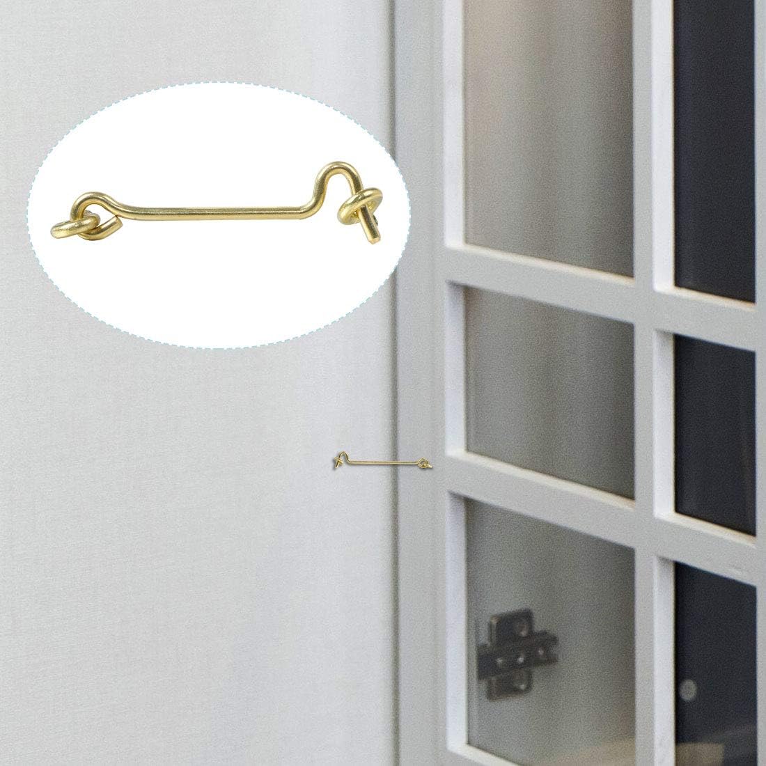 Door Lock Latch,Sliding Door Latch, 7.5cm Cabin Hooks Latch Privacy Hooks Door with Screws Lock Plating Finish for Gate Shutter Window Slide Barn Door Gold Tone(Gold Tone)
