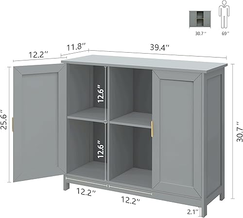 Miniatura 10 de TaoHFE Armario de almacenamiento de mármol blanco de granja, gabinete de buffet, gabinete de barra de café de madera, mesa de buffet, aparador