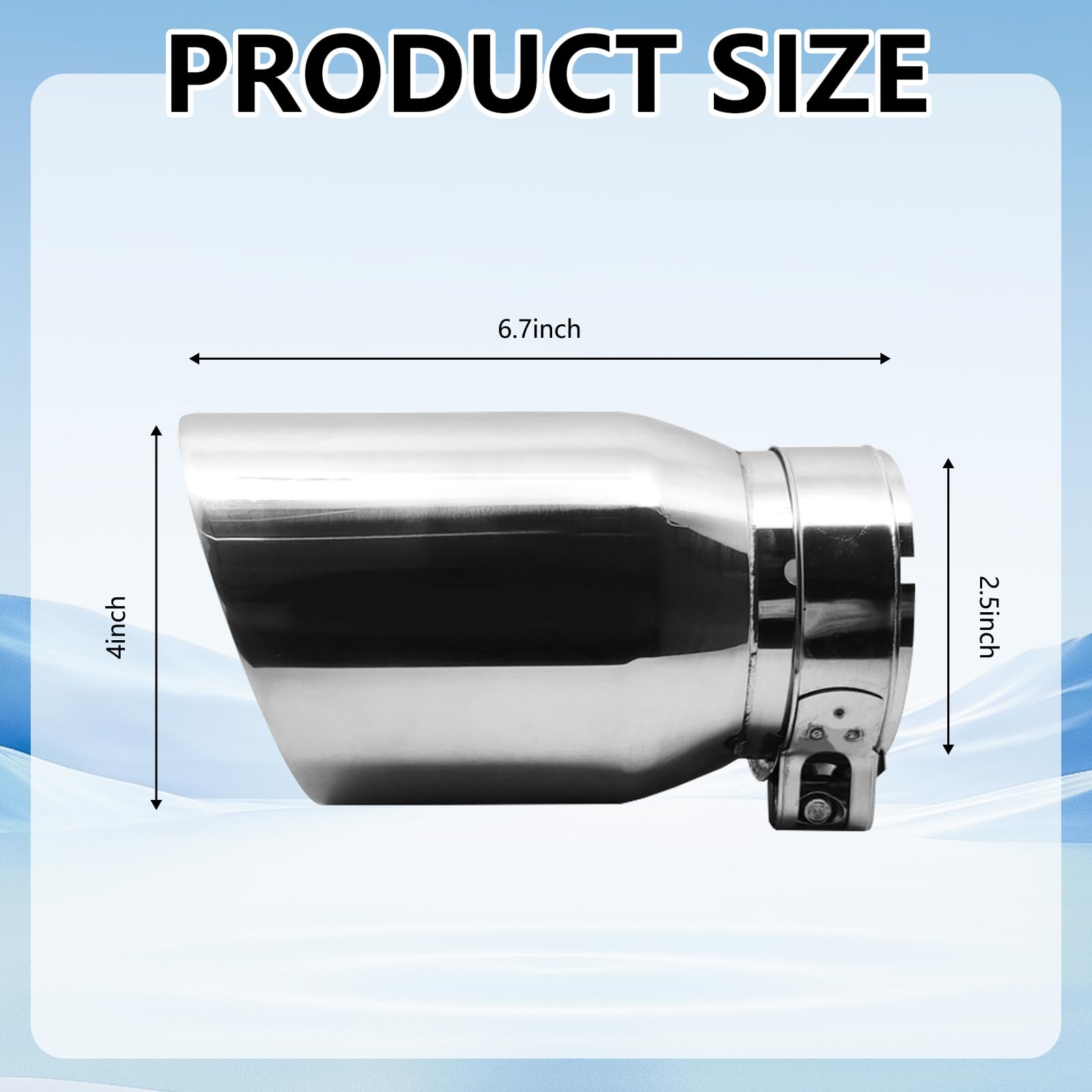 Puntas de Escape, Escape de Automóvil de Acero Inoxidable de 170 mm con Diseño Pulido de Doble Pared Tubo de Escape Cromado con Salida de Aire de 102 mm y Entrada de Aire de 63 mm (Plata, 2 Piezas)