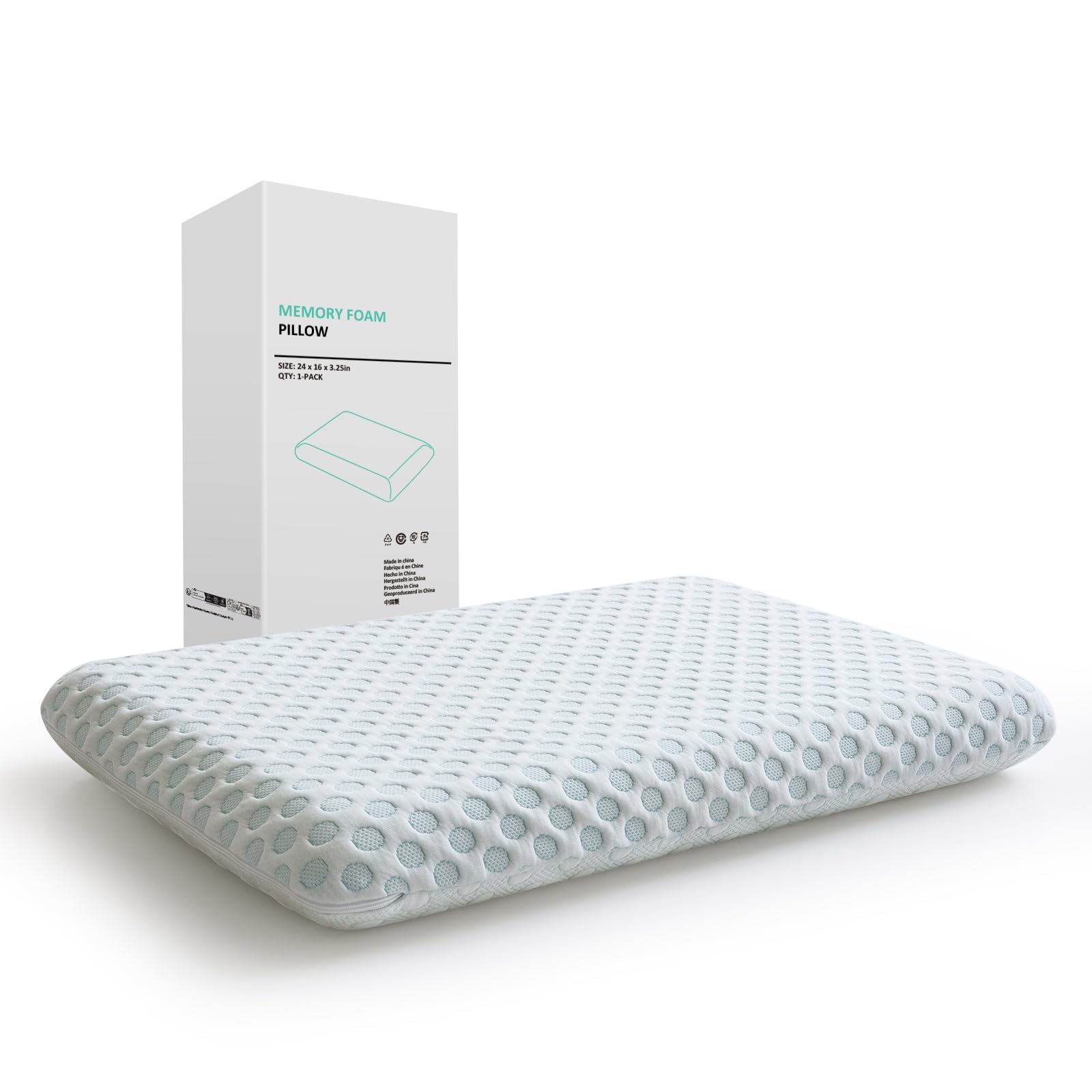 Hcore Ultra Thin Pillow Stomach Sleeping, Slim Pillow for Side Back Stomach Sleepers, Gel Infused Memory Foam Pillow with Two-Sided Pillow - CertiPUR-US 2.25 Inch