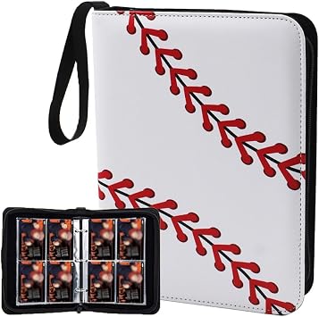Baseball Card Binder, Collectible Trading Card Albums for 4 Pockets Trading Card Accessories Folder, 400 Pocket Sports Card Binder for Baseball Card, Football Card White-Baseball