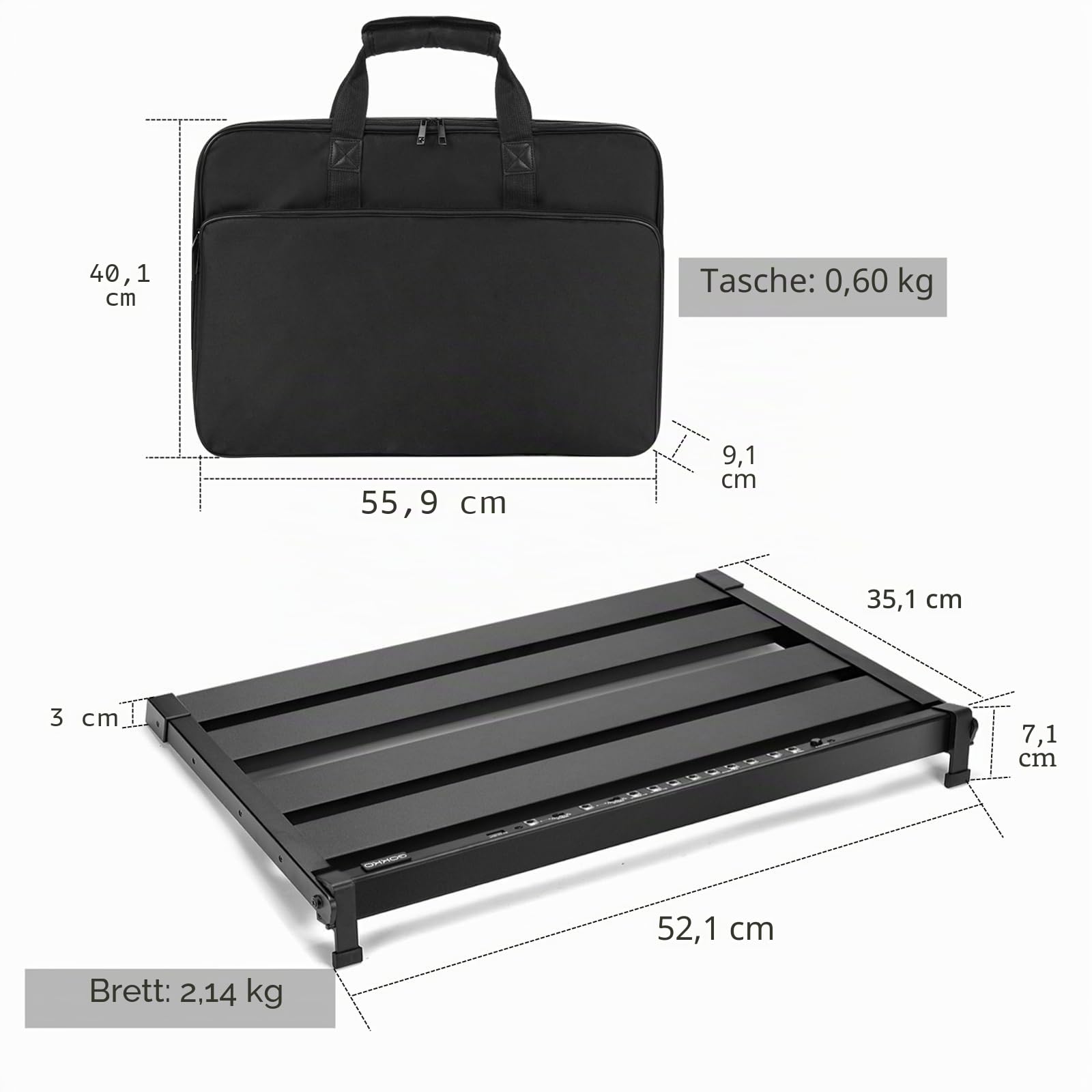 GOKKO Pedalboard mit integriertem Netzteil, zusammenklappbares Aluminium-Pedalboard mit Tragetasche (GK-58)