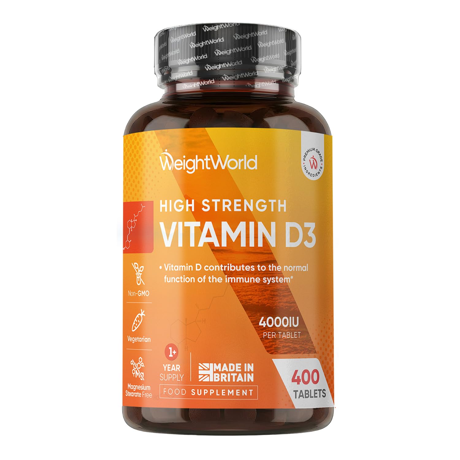 Vitamin D3 4000IU - 1+ Year Supply - 400 Tablets - Easy to Swallow