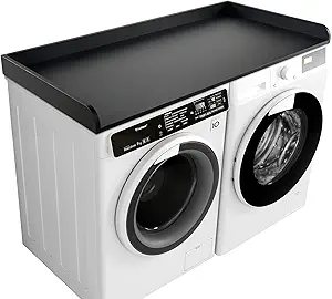 Kaboon Washer Dryer Countertop 58" x 28" Extra Large Version, Melamine Countertop with 3.5" Edge Rails, Laundry Room Organization, Black