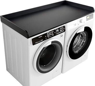 Kaboon Washer Dryer Countertop 58" x 28" Extra Large Version, Melamine Countertop with 3.5" Edge Rails, Laundry Room Organization, Black
