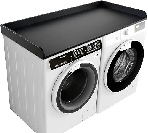 Kaboon Washer Dryer Countertop 58" x 28" Extra Large Version, Melamine Countertop with 3.5" Edge Rails, Laundry Room Organization, Black