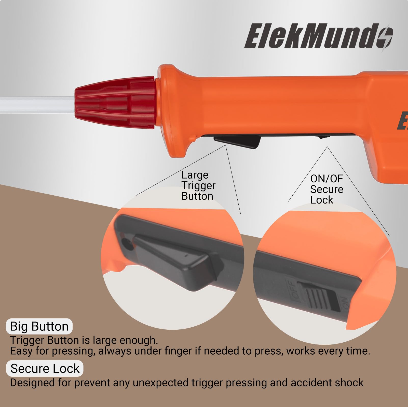 Prod à bétail étanche pour bovins, porcs, chèvres, moutons pour grands chiens, prod d'animaux électrique rechargeable, longueur totale 85,1 cm (avec manche de 58,4 cm de long)