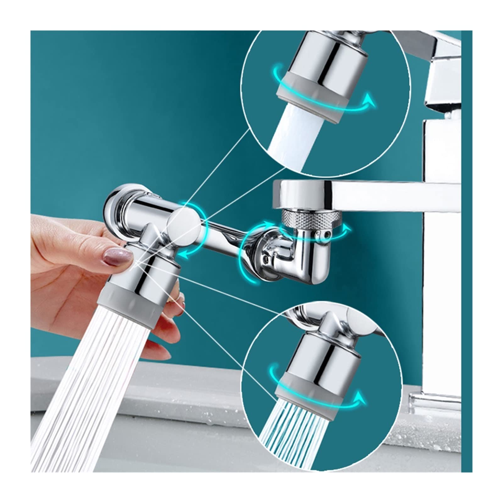 Obrót Obrotowy kran Aerator 1080° Uniwersalne przedłużacze do kranu Aerator Przedłużenie kranu umywalkowego Filtr rozbryzgowy Dysza bąbelkowa Ramię robota Przedłużenie kranu kuchennego