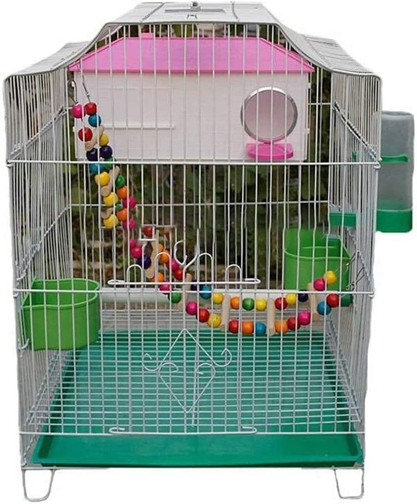 HTTGDGDH Professional Birdcage Pet Supplies Bird Carrier Gardening Decor Cages For Medium Birds, Parakeet Bird Cages, Household Bird Cage, Iron Trumpet Parrot Cage, Pigeon Love B,Metallic a
