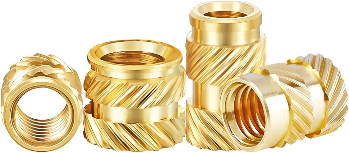 Qrity 100 Pcs Brass Insert, Threaded Inserts Brass Knurled Nuts, Female Thread Inserts, Knurled Insert Nuts for 3D Printing Plastic, M4 x 4mm x 6mm