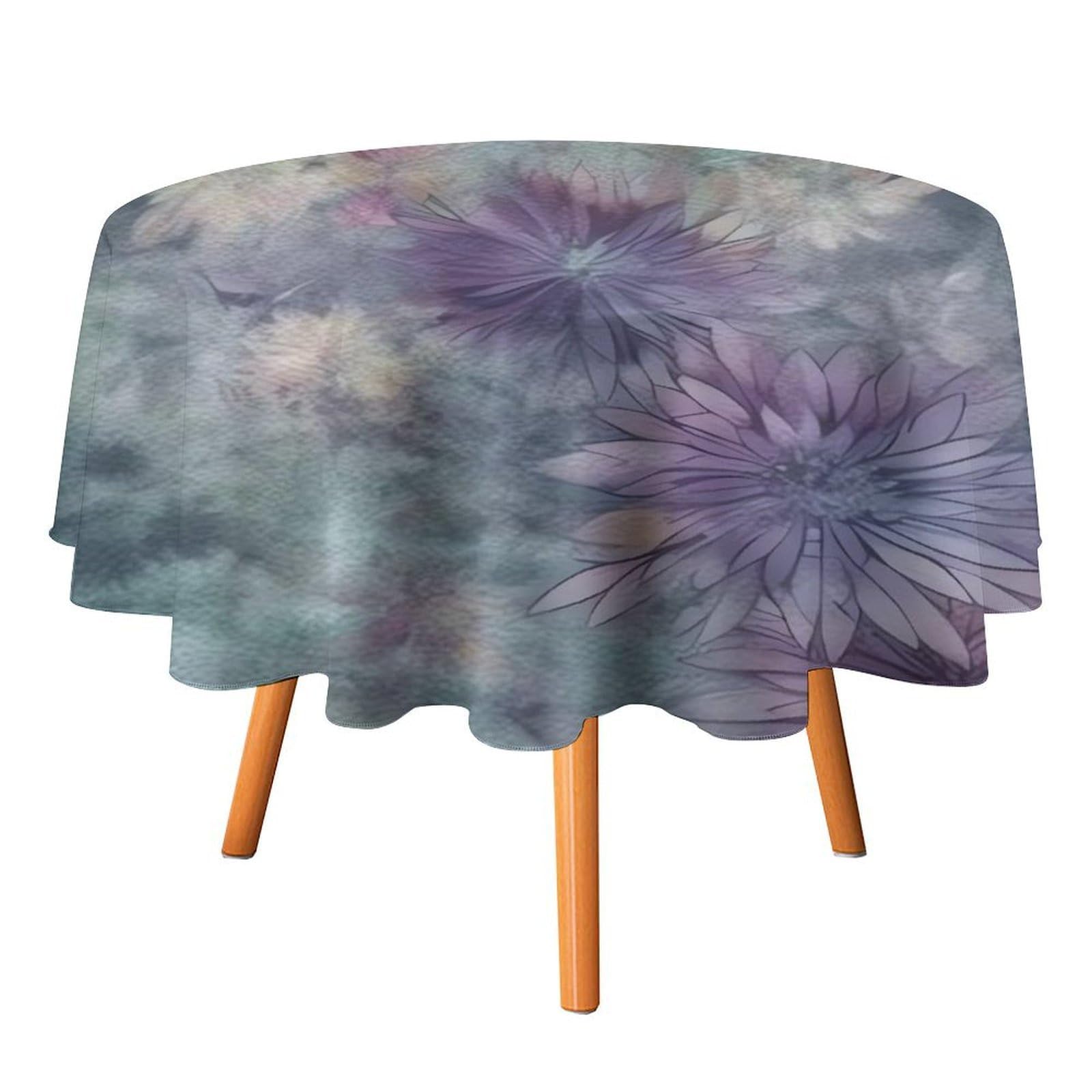 SMAZDFXX and Green Tablecloth 36x36in Round Table Cloth Durable Polyester, Washable Stain Resistant Table Cover for Indoor Outdoor (Picnic, Dining, Party)