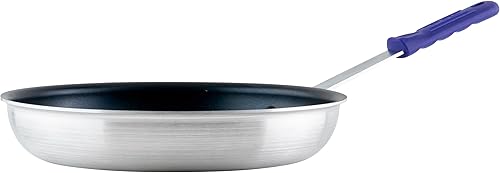 Winco Sartén de aluminio de grado comercial con mango Stay Cool, compatible con inducción, acabado antiadherente, 12 pulgadas
